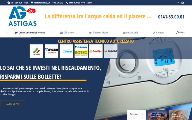 Homepage del sito Astigas